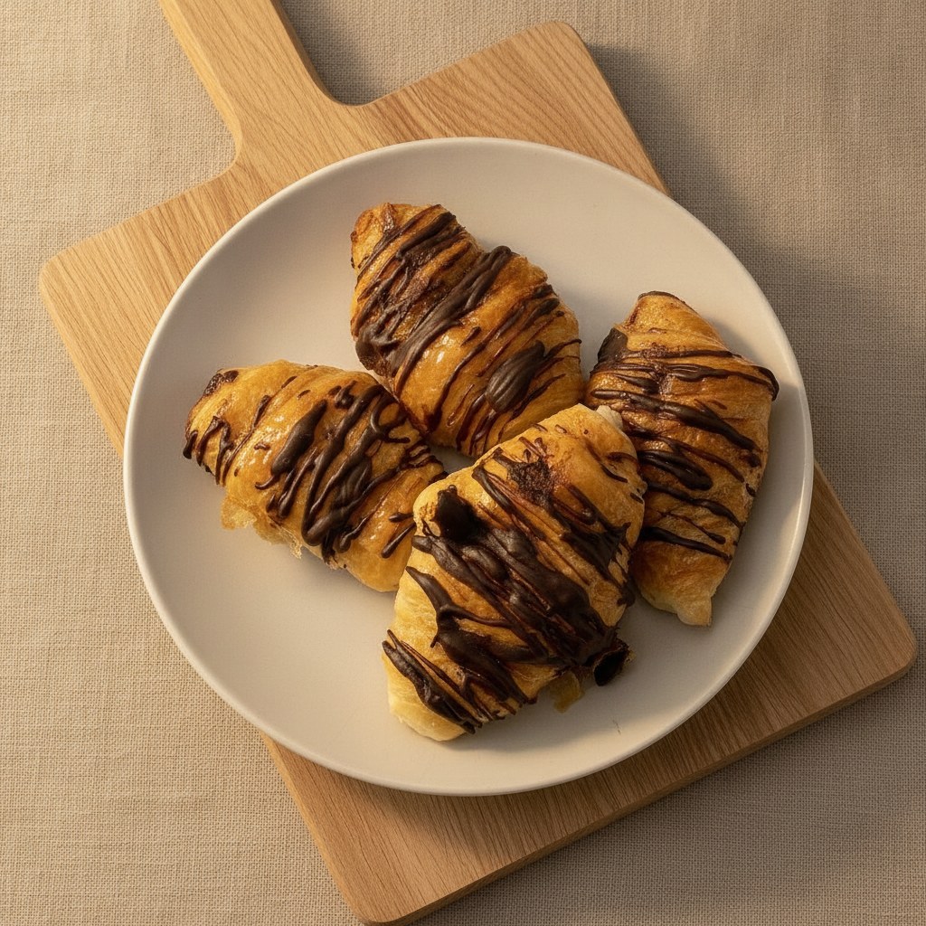 Croissants ratllats farcits de xocolata